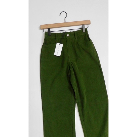 NWT!! WEWOREWHAT Elastic Back Corduroy Pants Basil Green Preppy Academia X-Small - Picture 4 of 16